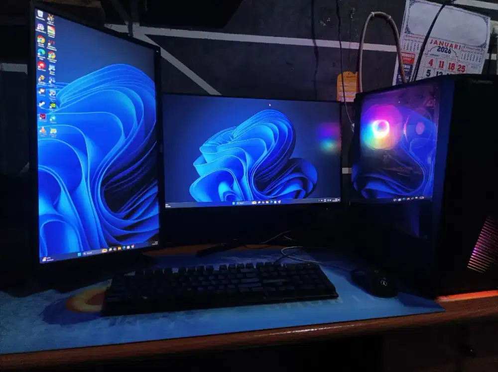 Sett PC 2 Monitor Ryzen 5 5600G VGA Galax tercepat Ambil BU