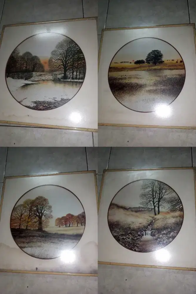 Antik pajangan eropa 4pc 42x42 bingkai aluminum borongan Rp.400rb