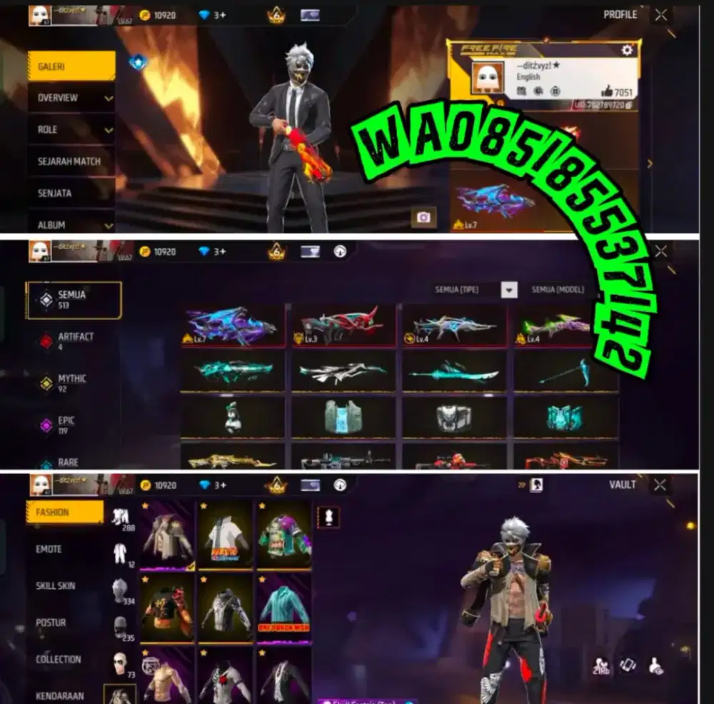 Pc gaming garena freefire sultan max evogun paling laris terpercaya