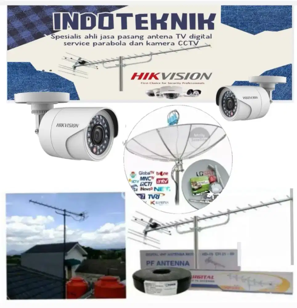 Ahli jasa pasang antena TV digital service parabola dan camera CCTV