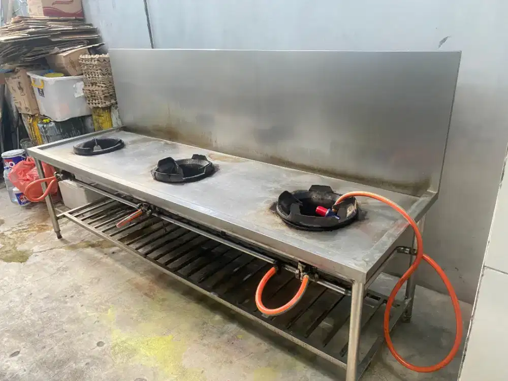 Kompor gas wok stainless 3 tungku