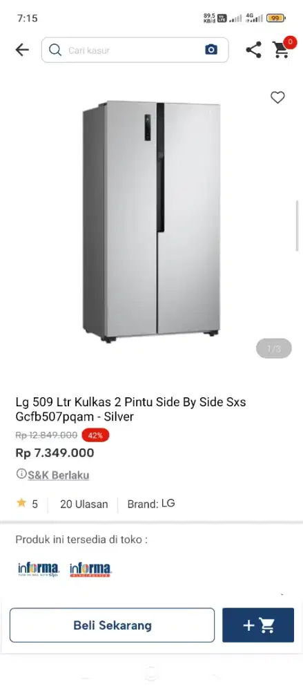 Promo special kulkas LG 2 pintu bisa kredit tanpa dp