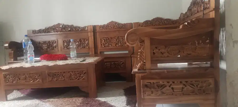 KURSI L - JATI JEPARA - BONUS RANJANG - NEGO HALUS