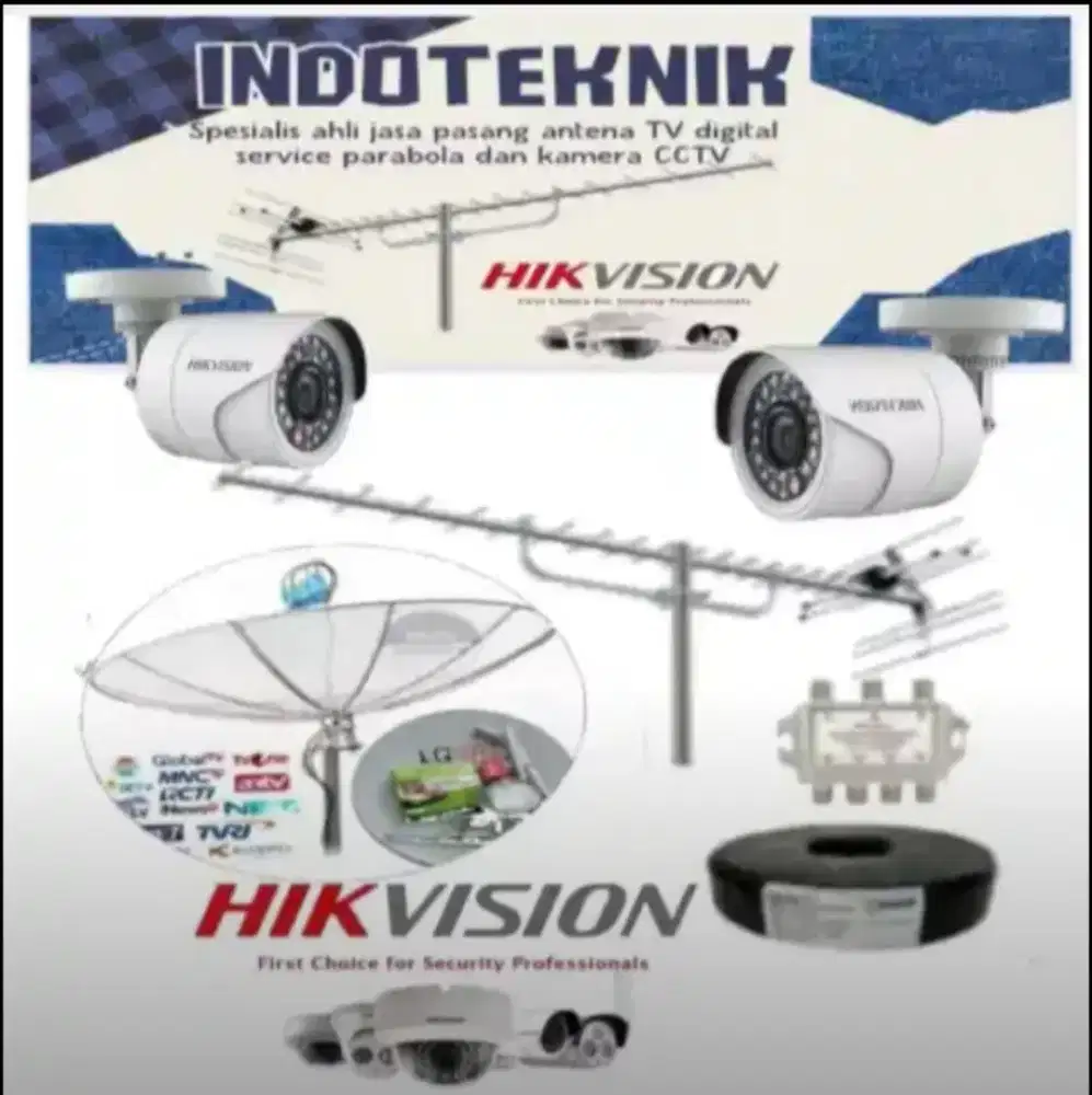 Ahli jasa pasang antena TV digital service parabola dan camera CCTV