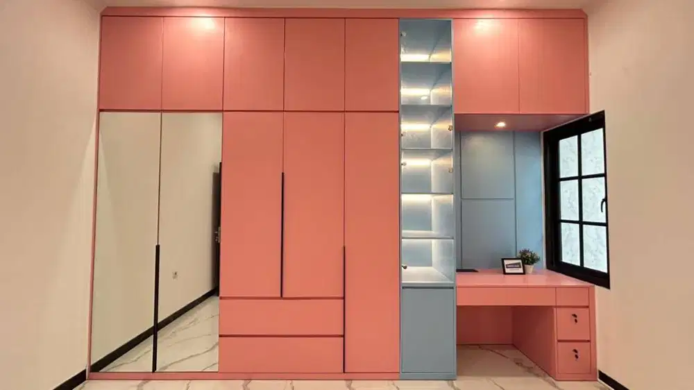 Wardrobe / Lemari (Custom) Built-In | Modern Pink Pastel