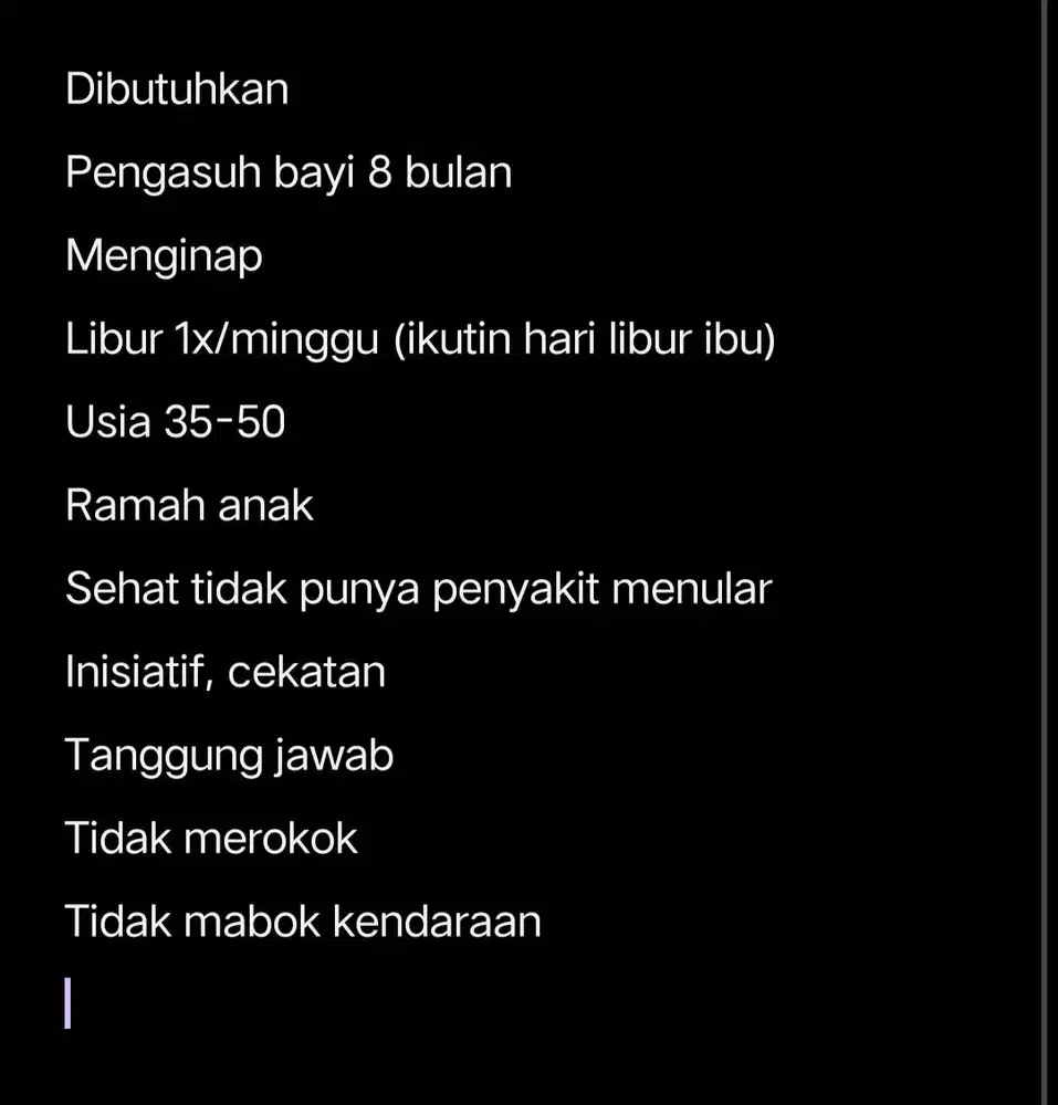 Pengasuh bayi usia 8 bulan