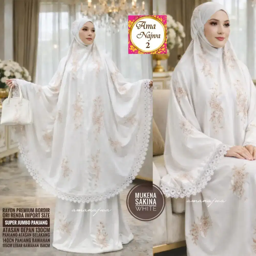 Mukena dewasa bahan premium rayon bordir
