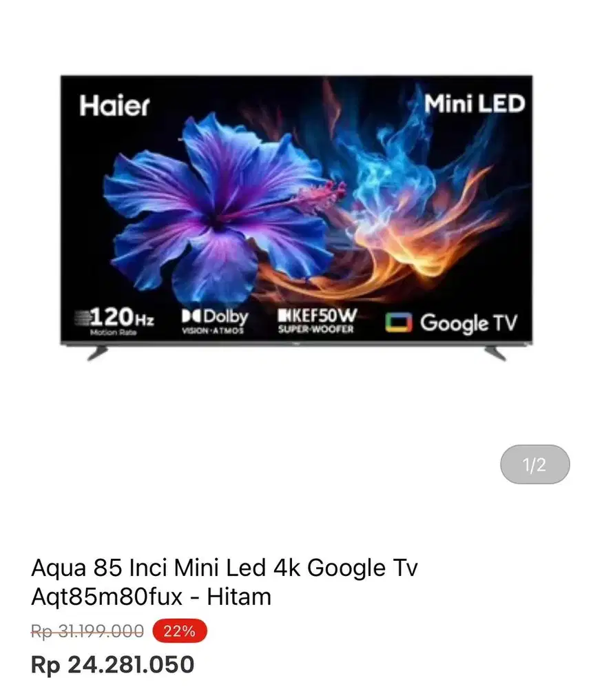 AQUA GOOGLE TV MINI LED 4K 85 inci