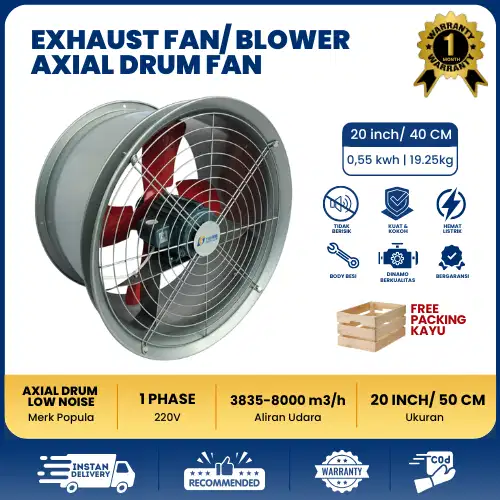 Axial Drum Fan/ Exhaust Industrial Blower Udara 20 Inch 1PHASE 220V