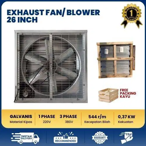 Exhaust Fan Blower 26 inch 1 PHASE - Untuk Pabrik Gudang Kandang Ayam