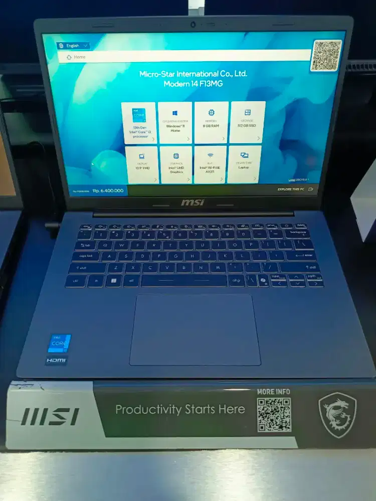 Kredit laptop MSI micro star modern 14 F13MG core i3