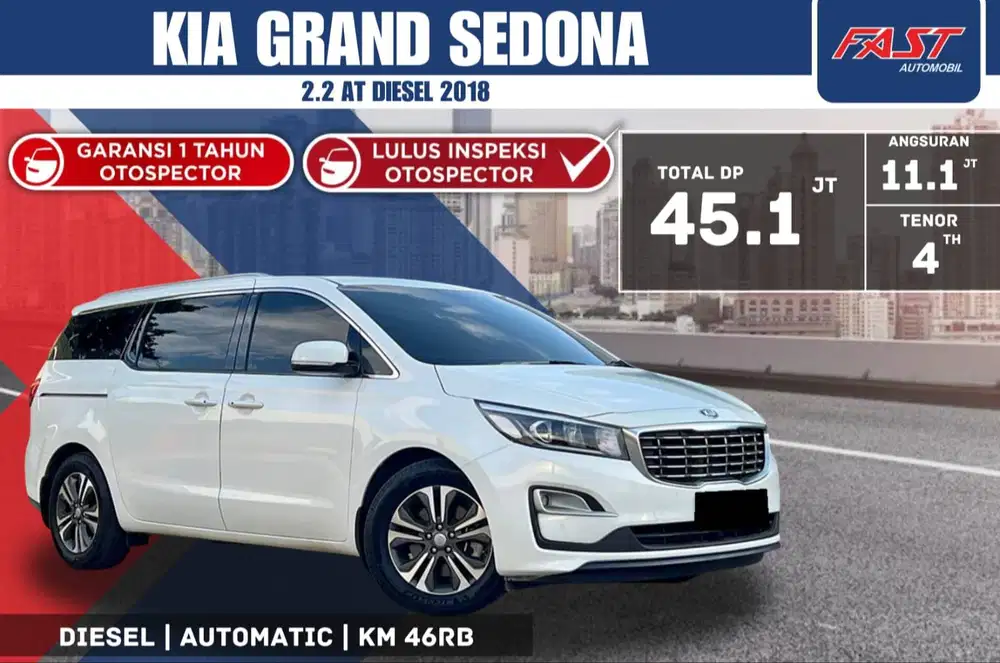 KIA GRAND SEDONA 2.2 DIESEL 2018 LOW KM.46RB & PAJAK PANJANG