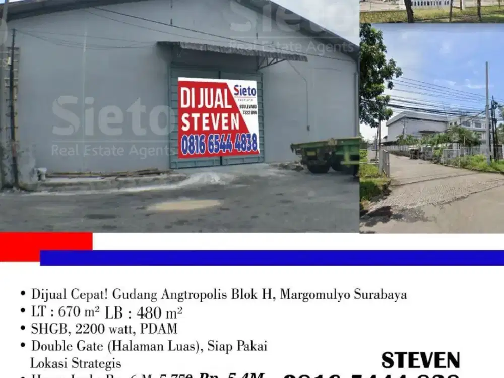Dijual Cepat! Gudang Angtropolis Blok H, Margomulyo Surabaya