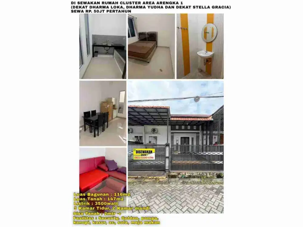 disewakan rumah cluster area arengka 1