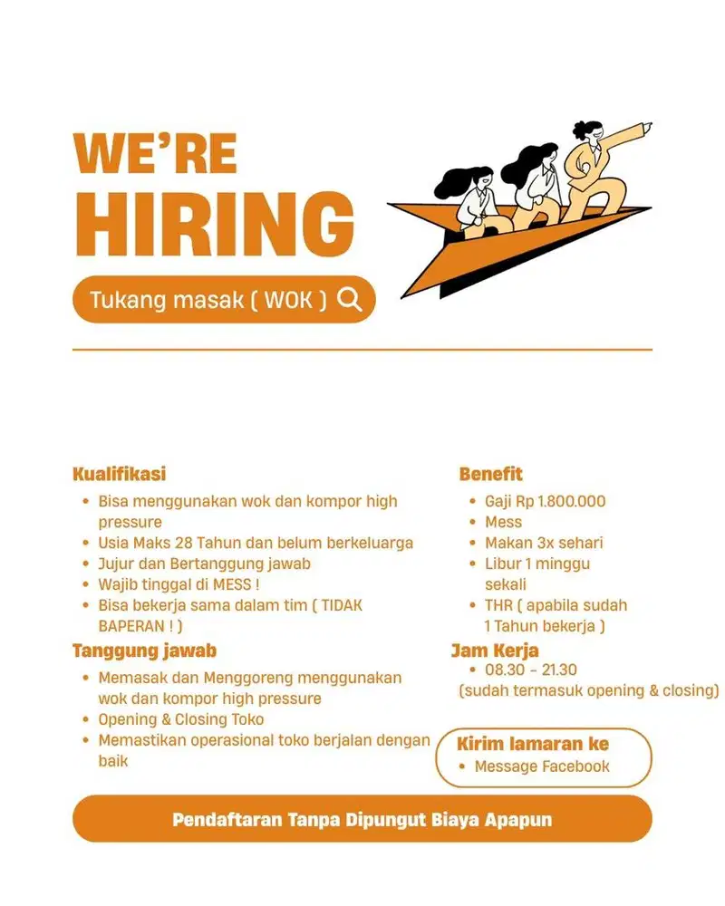 DIBUTUHKAN TUKANG MASAK NASI GORENG DAN RICEBOWL