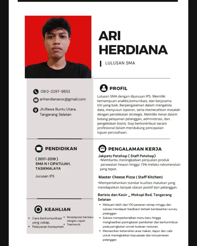 Cari kerja dibagian kitchen atau Barista