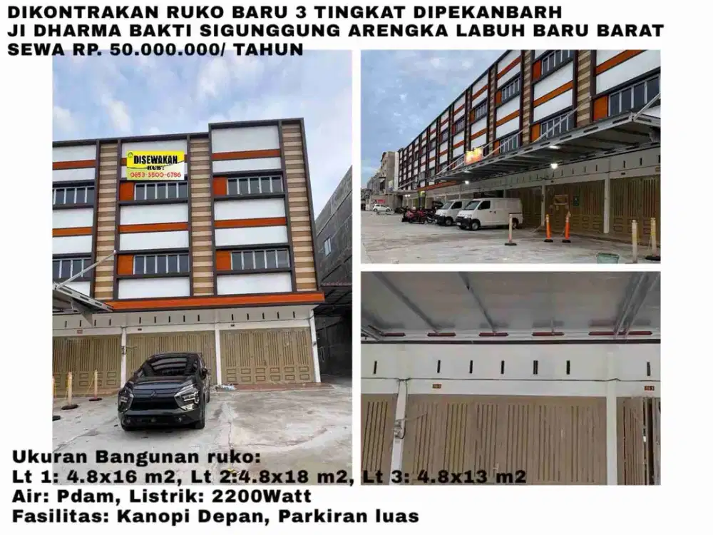 dikontrakan ruko baru 3 tingkat jln dharma bakti