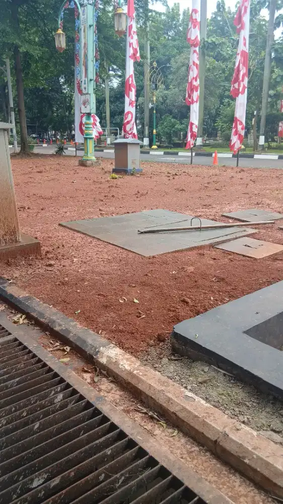 Pengerjaan air mancur benerin pompa air