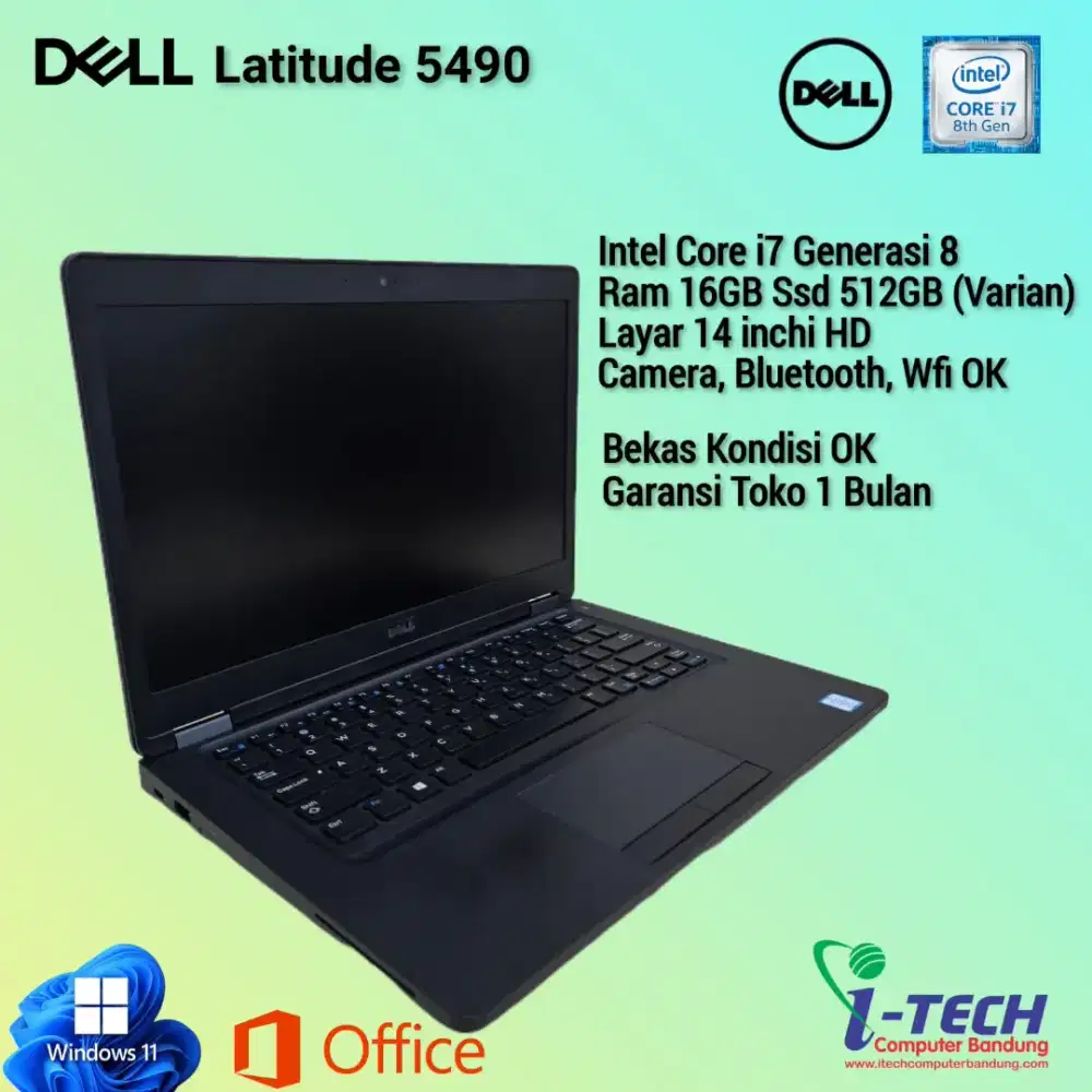 LAPTOP DELL LATITUDE 5490 I7 GEN8 RAM 8GB SSD 256 / 512GB LAYAR 14INCH