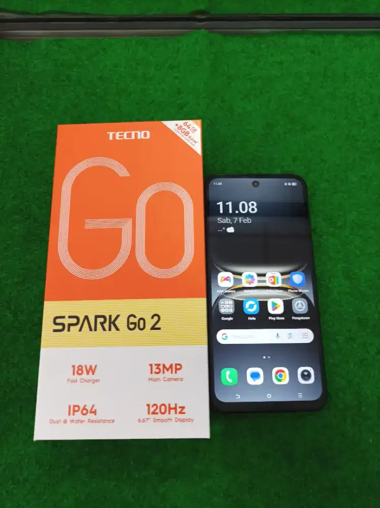 tecno spark go2 ram 4/64gb lengkap mulus
