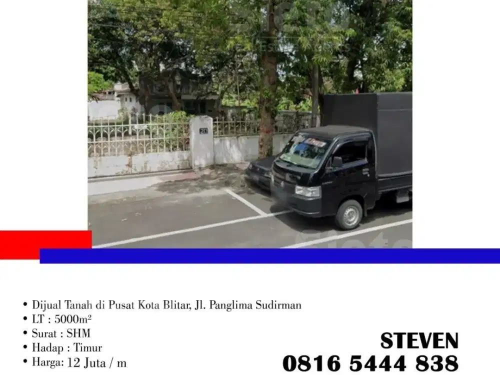 Dijual Cepat! Tanah di Pusat Kota Blitar, Jl. Panglima Sudirman
