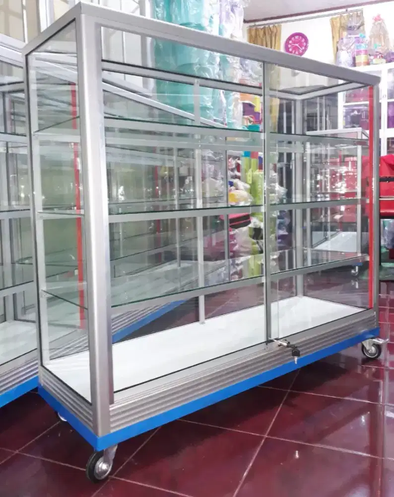 ETALASE BARU PANJANG 1,2MX1M || PAKAI RODA & KUNCI