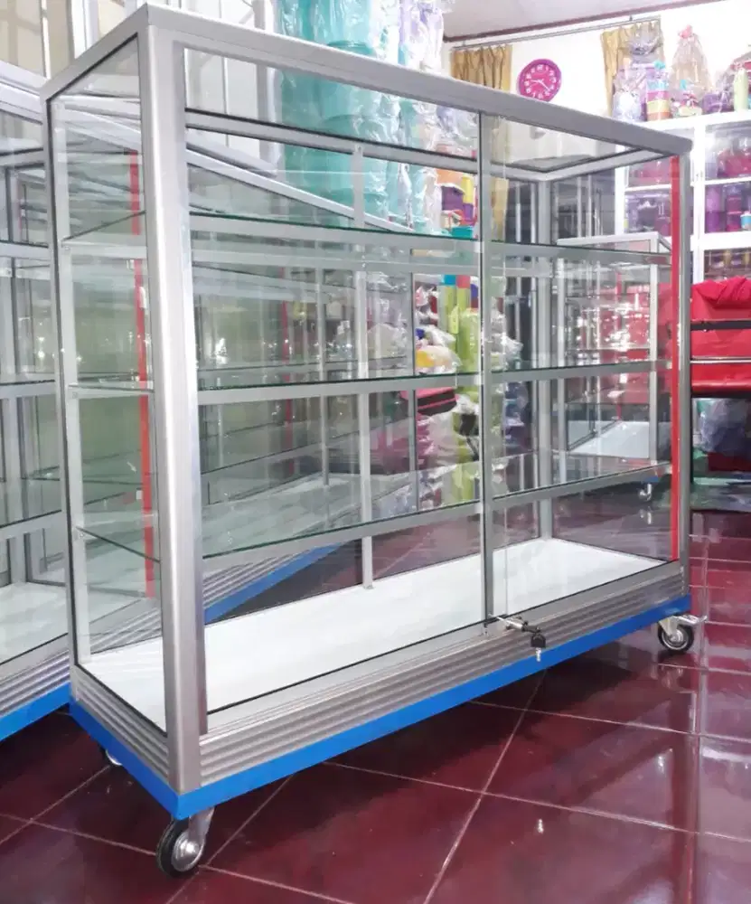 ETALASE PANJANG 1,2M SERBAGUNA || PAKAI RODA & KUNCI