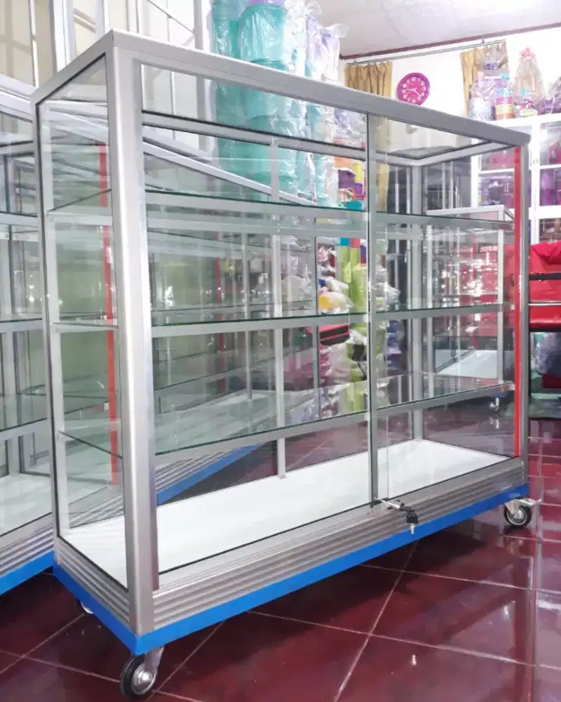 ETALASE PANJANG 1,2M SERBAGUNA || PAKAI RODA & KUNCI