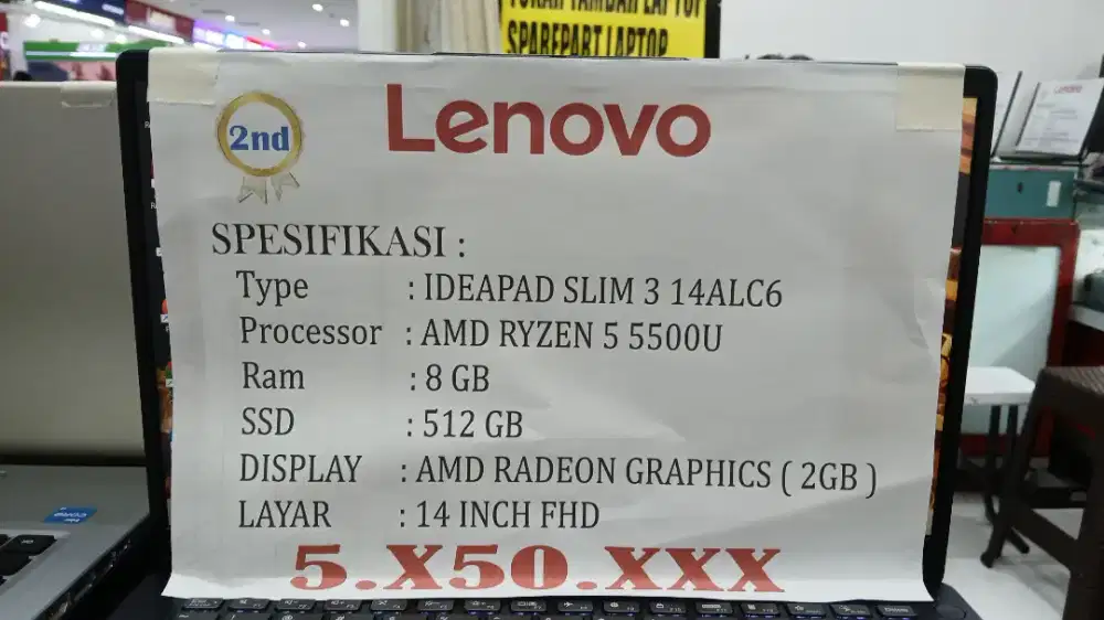 [PROMO RAMADHAN] LENOVO IP SLIM 3 AMD RYZEN 5 5500U RAM 8GB SSD 512GB