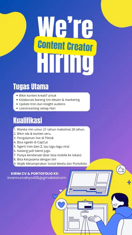 Dibutuhkan content creator