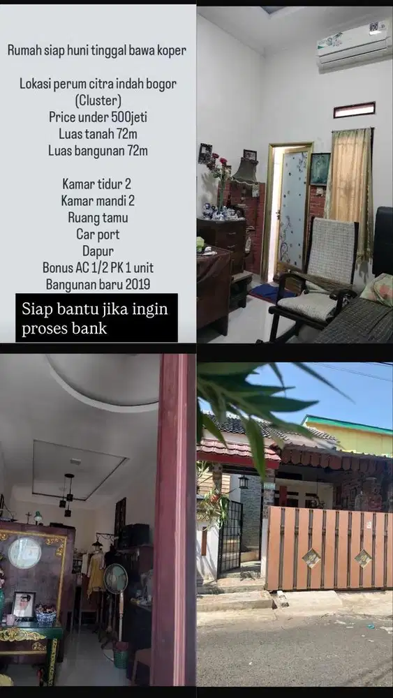 Perumahan Citra indah bogor type cluster  rumah siap huni