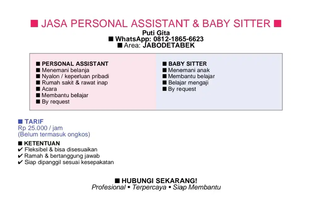 Jasa Personal Assistant dan Baby Sitter