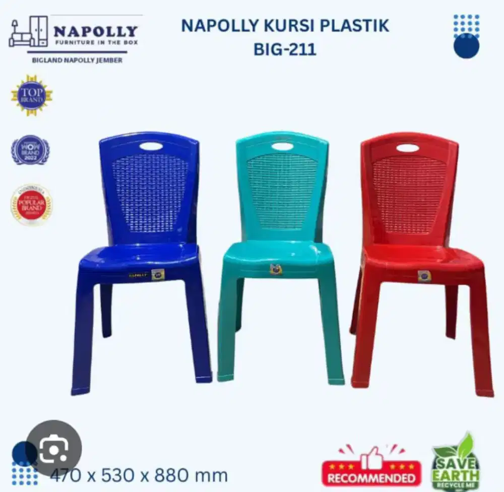 kursi plastik merk Napolly bahan tebal R.23