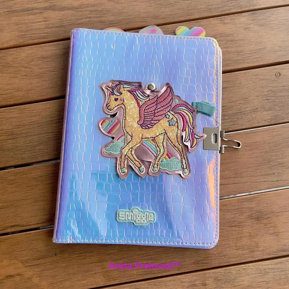 Buku Smiggle Hidden Mirror Notebook Diary Unicorn Original