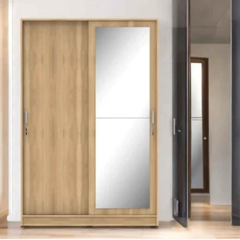 Selma Ciara Lemari Pakaian Pintu Geser - Cokelat Oak