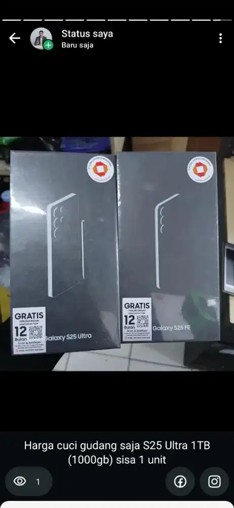S25 Ultra 1TB Baru Garansi Resmi SEIN