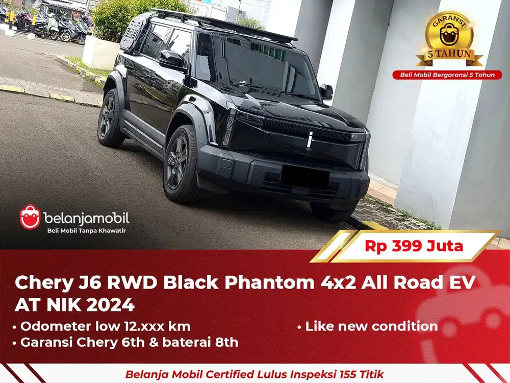 [ GARANSI 5TH ] Chery J6 J 6 RWD Black Phantom 4x2 EV 2024/2025