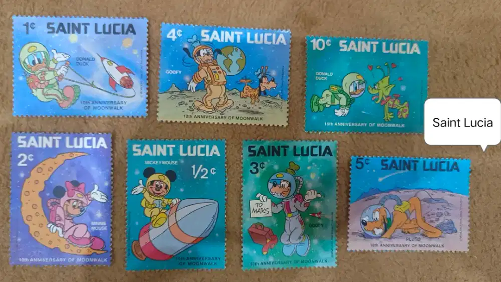 Perangko Kuno Grenada, Antigua, Dominica, Santa Lucia