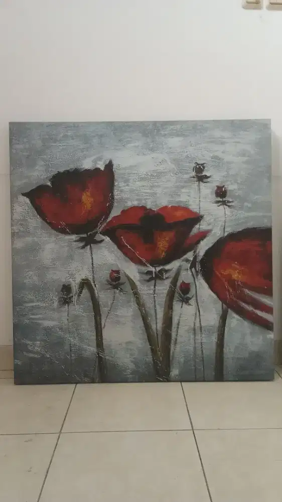Lukisan Bunga Canvas uk. 100x100cm