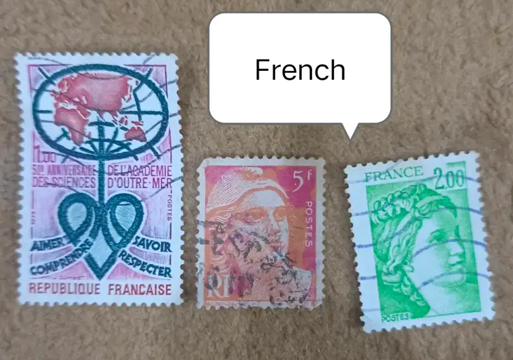 Perangko Kuno French, Bulgarie, Kenya, Macau, Ajman, Hungaria, Japan