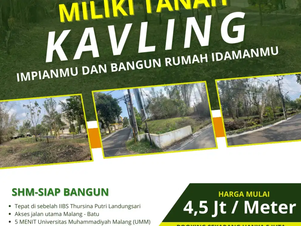 Tanah Murah Poros Jalan Selangkah Thursina Kota Malang