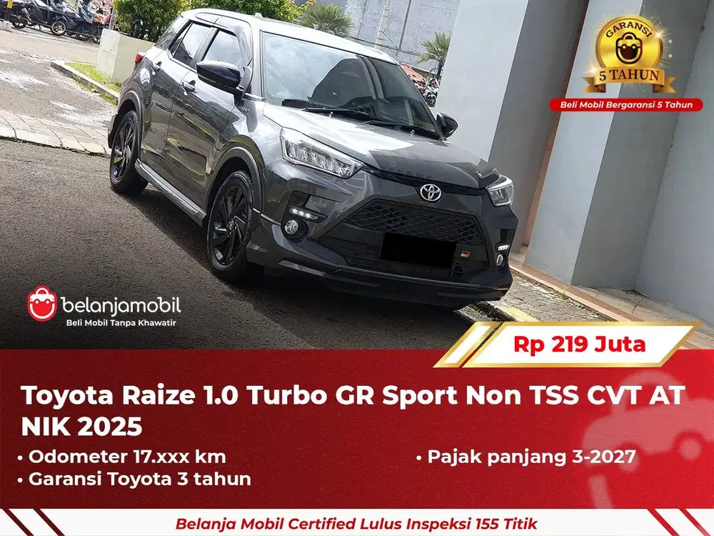 [ GARANSI 5TH ] Toyota Raize 1.0 Turbo GR Sport Non TSS AT 2025/2026