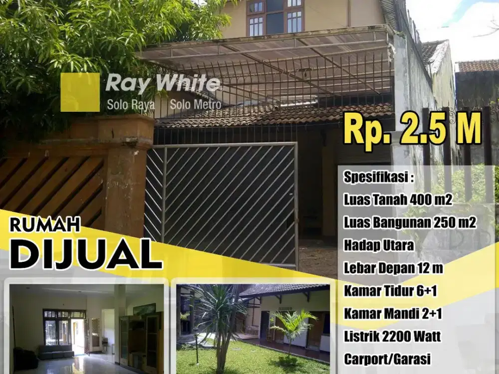 Dijual Rumah ada Halaman luas di Jl Kalisindang Jagalan jebres, tidak jauh dari Pasar Gede