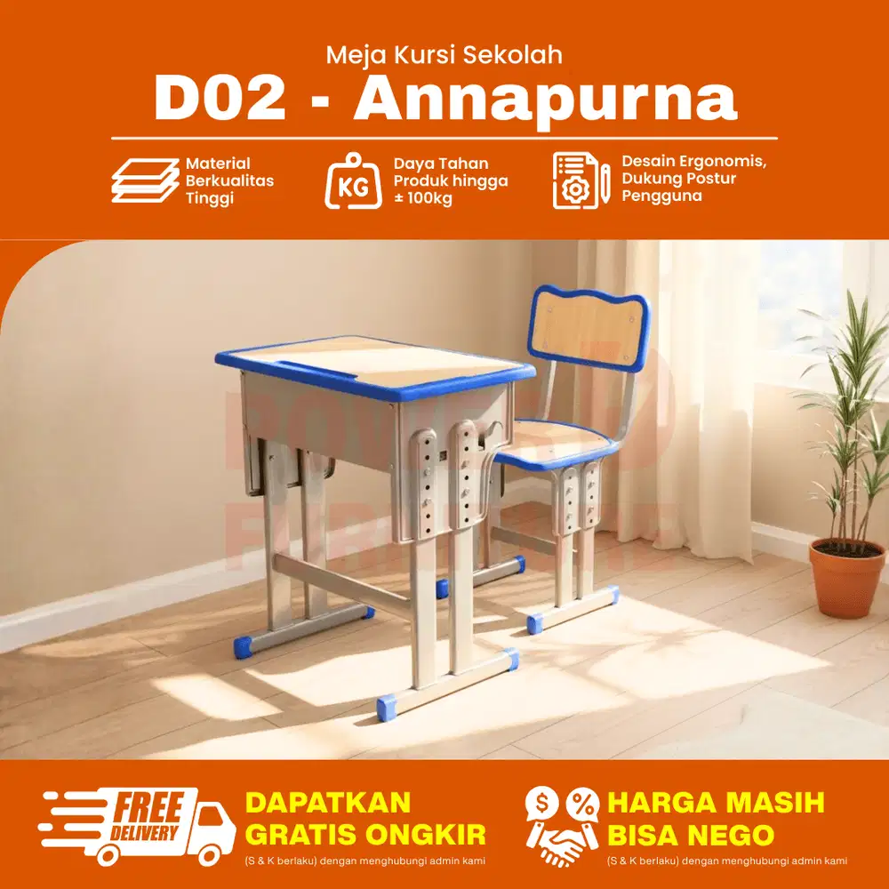 D02 Meja Kursi Sekolah – Meja Sekolah Besi | Meja Kursi Kelas