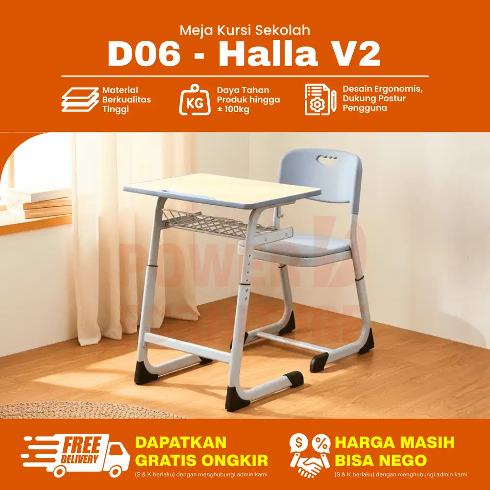D06 v2 Kursi Sekolah – Bangku Sekolah Modern | Kursi Siswa Besi