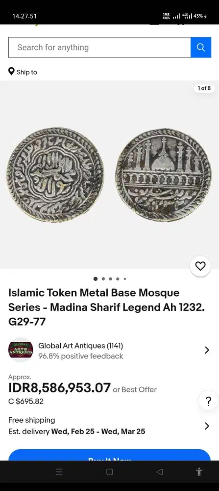 dijual uang koin kuno islamic tahun 1232 minat dm