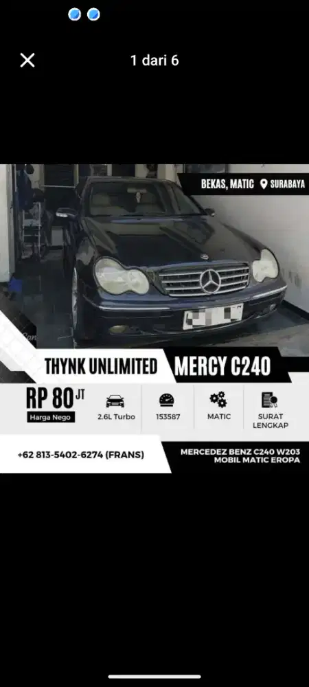 Mercedes Benz c240 w203 hitam