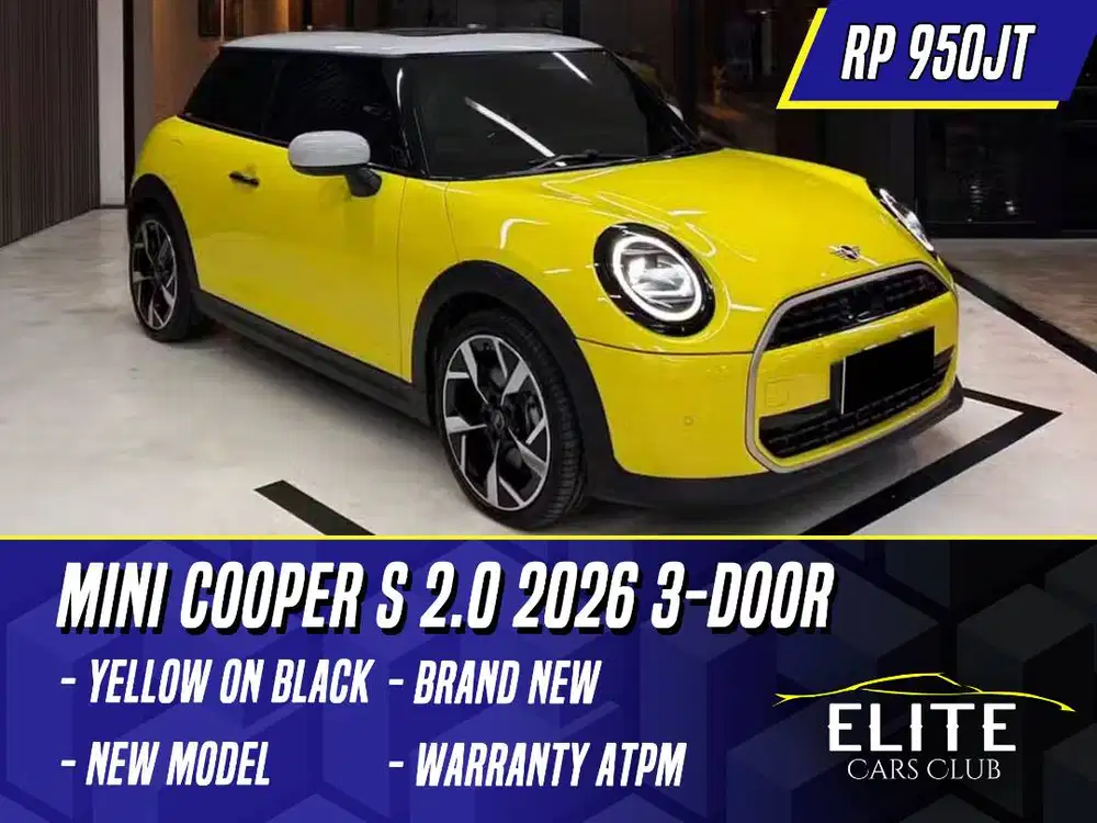 Mini Cooper S 2.0 2026 3 Door Yellow on Black Kuning New Model 2 Door