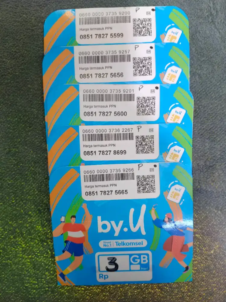 Jual Kartu Perdana baru By-U Telkomsel lom registrasi free kuota 3gb