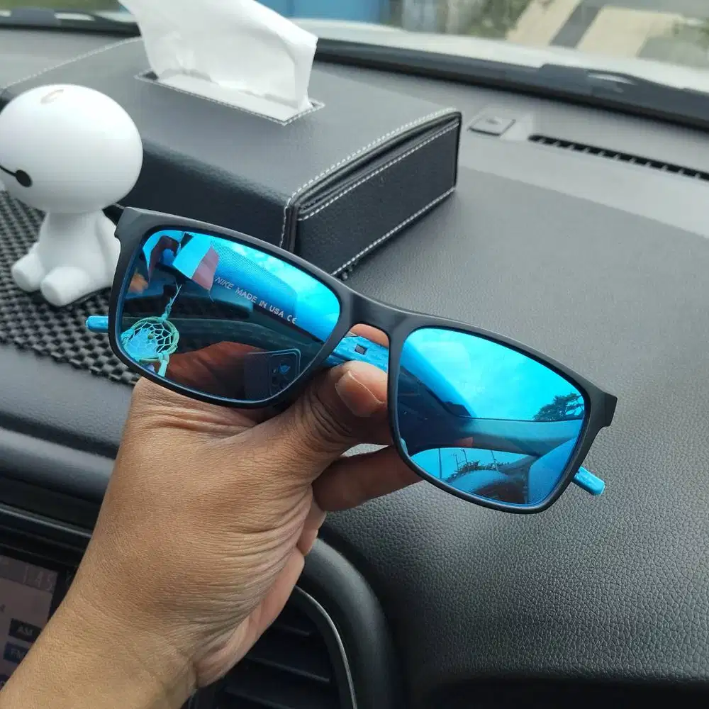 Nike 7057 Vintage Blue Eyeglasses Man Polarized Lens - Blue Black